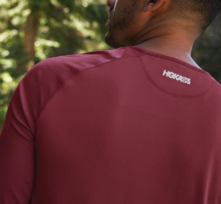 Hoka One One Tops Mens Brown - Performance Long Sleeve - 18267DKXA